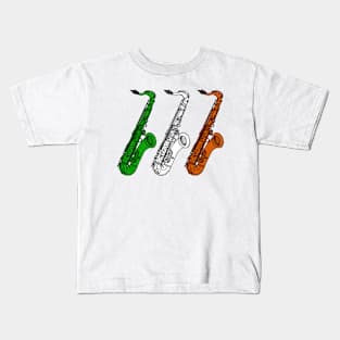 Saxophone Irish Flag Saxophonist Sax Player Ireland Kids T-Shirt